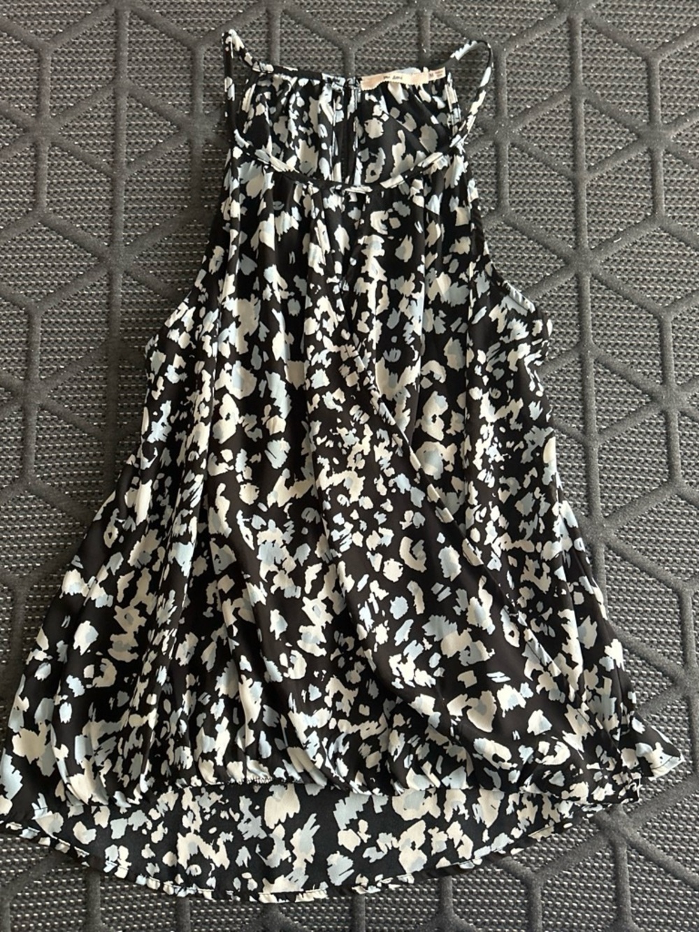 miami Black and White Abstract Halter Blouse